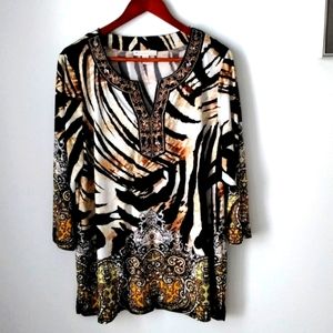 JM Collection Ladies Animal print top